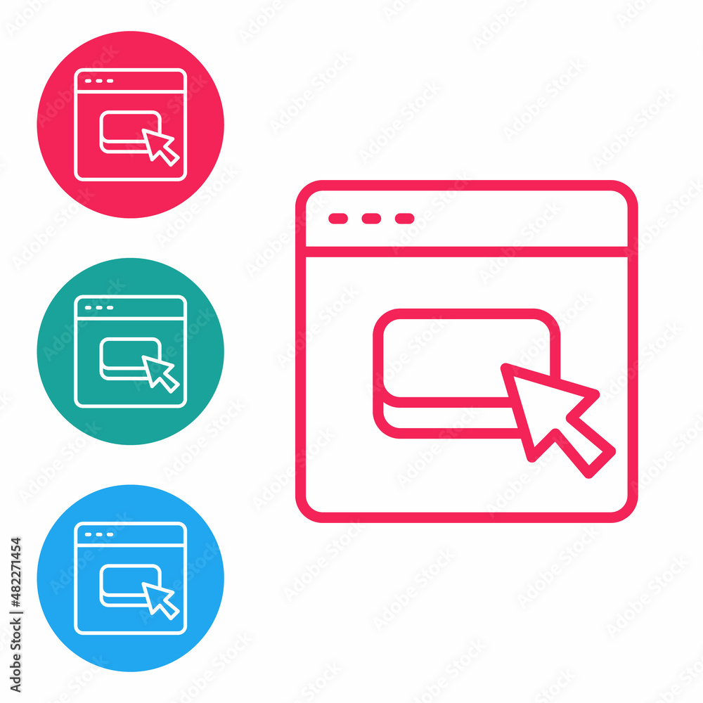 Poster red line browser files icon isolated on white background. set icons in circle buttons. vector