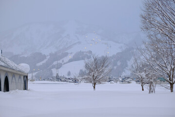 Ski resort at night in Niigata, 2022/1/23