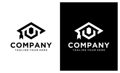 Bachelor's hat icon logo vector template, Education icon concepts, Creative design. on a black and white background.