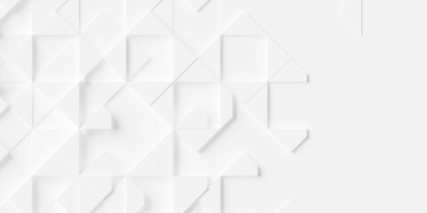 Random shifted white fading out triangles and squares geometrical background wallpaper banner pattern with copy space