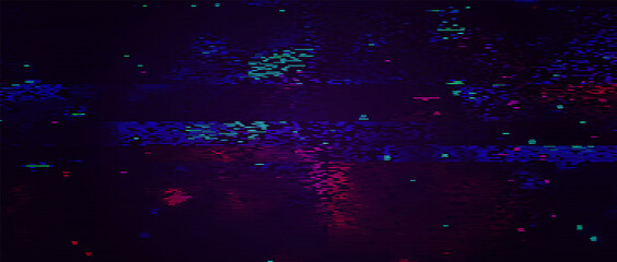 Glitch on dark background. Abstract vector digital backdrop