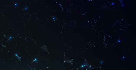 Fototapeta premium Abstract digital technology background with polygonal shapes, connecting dots and lines. Connection structure. Big data visualization