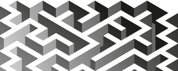 Vector 3D labyrinth on white background. Success, strategy or solution concept