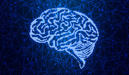 Human brain visualization. Futuristic Artificial intelligence concept. Cyber mind aesthetic design