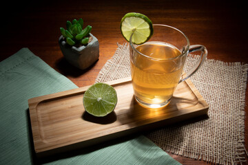 cup of tea with lemon, ginger and honey