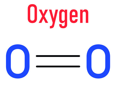 Elemental oxygen. O2 molecule. Skeletal formula.