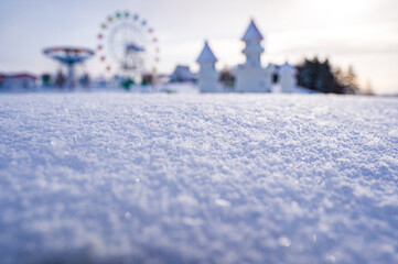 	雪景色と遊園地