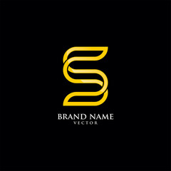 Letter S Gold Line Art Logo Design Vector