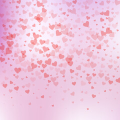 Red heart love confettis. Valentine's day gradient