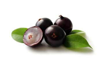 Detail of exotic Jabuticaba fruit isolated on white background