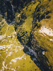 Steep valley of the Carpathian Mountains, Romania