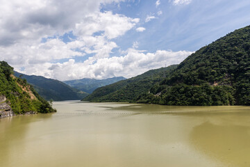 Fototapeta premium Río Cauca en la Represa Hidroituango, Ituango Colombia, Agosto de 2021