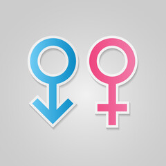 Male and female icon stickers. - Vector.
