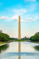 The Washington Monument is an obelisk on the National Mall in Washington, D.C., built to commemorate George Washington, once commander-in-chief of the Continental Army and the first president.