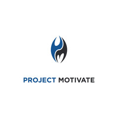 PROJECT MOTIVATION LOGO WITH FIRE SYMBOLS FROM LETTERS P AND M