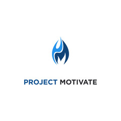 PROJECT MOTIVATION LOGO WITH FIRE SYMBOLS FROM LETTERS P AND M