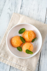Cantaloupe-mint sorbet