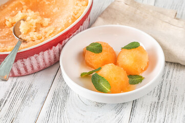 Cantaloupe-mint sorbet