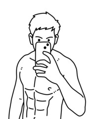 Fototapeta premium black and white of man cartoon for coloring