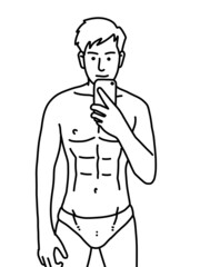 Fototapeta premium black and white of man cartoon for coloring