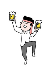 ビールを持って酔っ払うビジネスマン