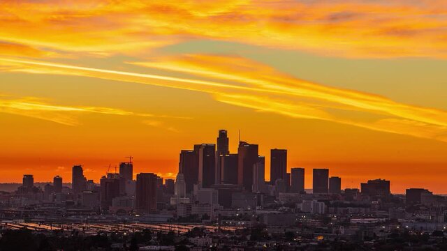 Amazing Sunset, Orange Sky Day to Night Timelapse, Los Angeles, California, December 2021, Ascot Hills