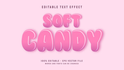 Soft Candy editable text effect with 3d cartoon style vector illustration template