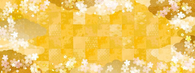 桜の背景イラスト 金箔 © ヨーグル