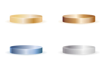 Set of realistic blank product podium scene with metal gradient color isolated on white background vector illustration