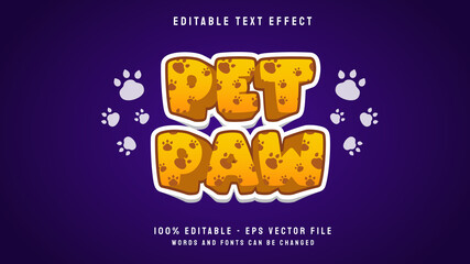 Pet paw 3d cartoon game editable text effect template © hellosvaha