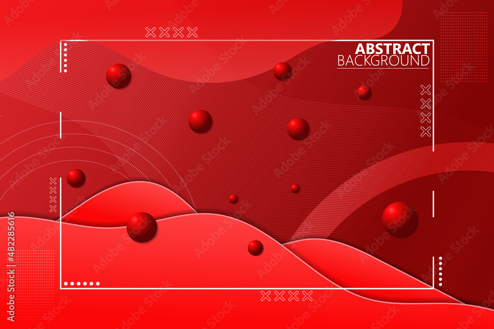 Poster abstract background with fluid wavy shape and red gradient