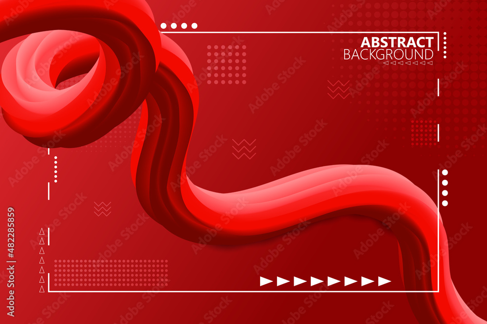 Aufkleber abstract background dynamic liquid shape with red gradient