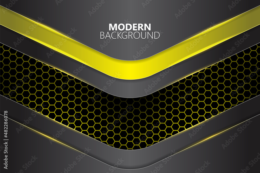 Poster modern background overlapped shape with yellow gradient