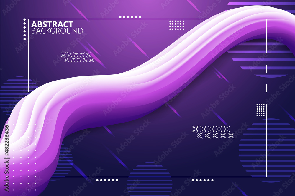 Poster abstract background dynamic fluid shape with purple gradient