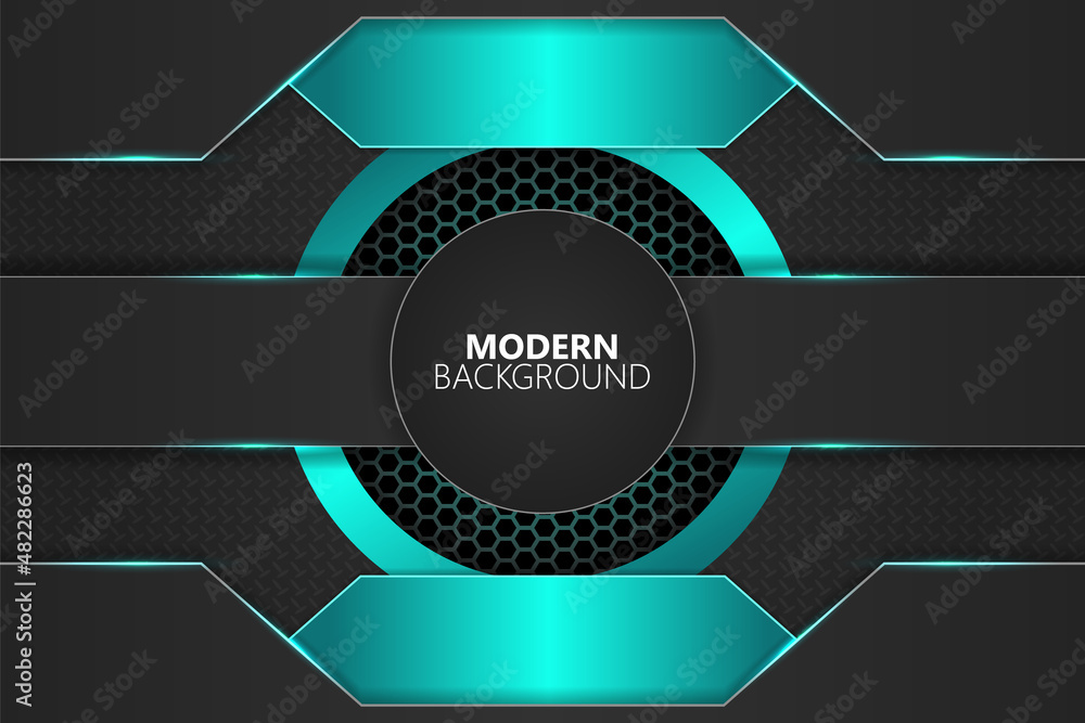 Poster modern background overlapped circle shape with blue gradient
