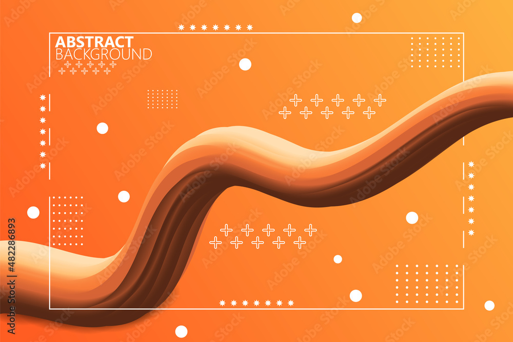 Poster abstract background dynamic fluid shape with orange gradient