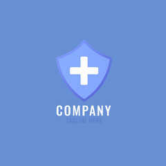 Fototapeta na wymiar Shield Plus Logo Futuristic. This Logo Perfect For Company Industry, Service, Factory, Games, Community, Etc and File Editable