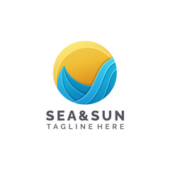 Sea and sun outdoor colorful logo design