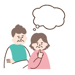 悩む老夫婦　吹き出し