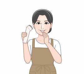 美顔器でお肌をケアする人