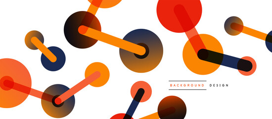 Line points connections geometric abstract background. Circles connected by lines. Trendy techno business template for wallpaper, banner, background or landing