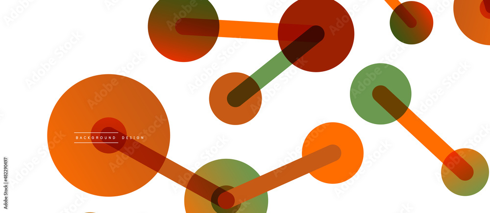 Poster line points connections geometric abstract background. circles connected by lines. trendy techno bus