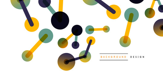 Abstract background. Round dots connected by lines. Trendy techno business template for wallpaper, banner, background or landing