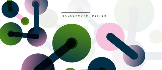 Abstract background. Round dots connected by lines. Trendy techno business template for wallpaper, banner, background or landing