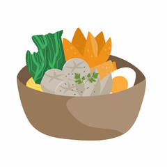 Flat design bakso bowl