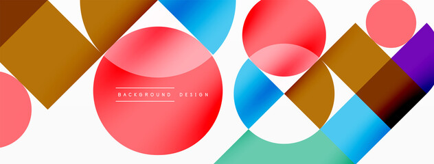 Obraz premium Beautiful abstract background. Circles, triangle shapes, and squares. Minimal geometric template for wallpaper, banner, background or landing