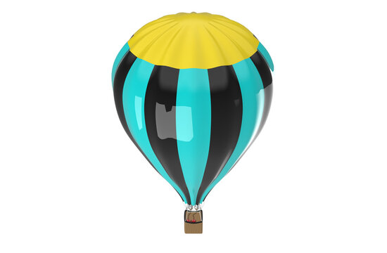 Hot air balloon isolated on white background 3d image illustration