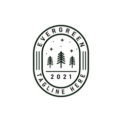 pine evergreen larch pinus tree forest vintage retro hipster line art Logo design template