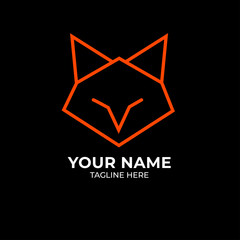 Fox head logo with geometric gradient lineart. brand logo template vector illustration