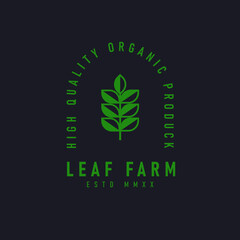 Leaf farm logo design illustration template. minimalist logo with green leaf symbol suitable for farm production